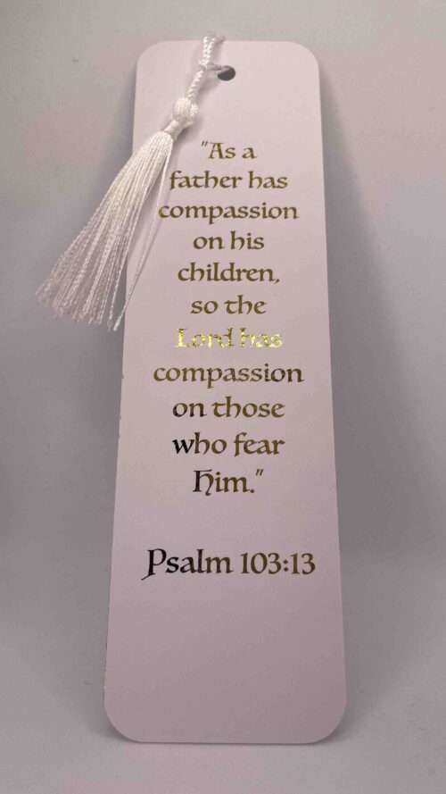 Card bookmark with gold foil text of Psalm 103:43